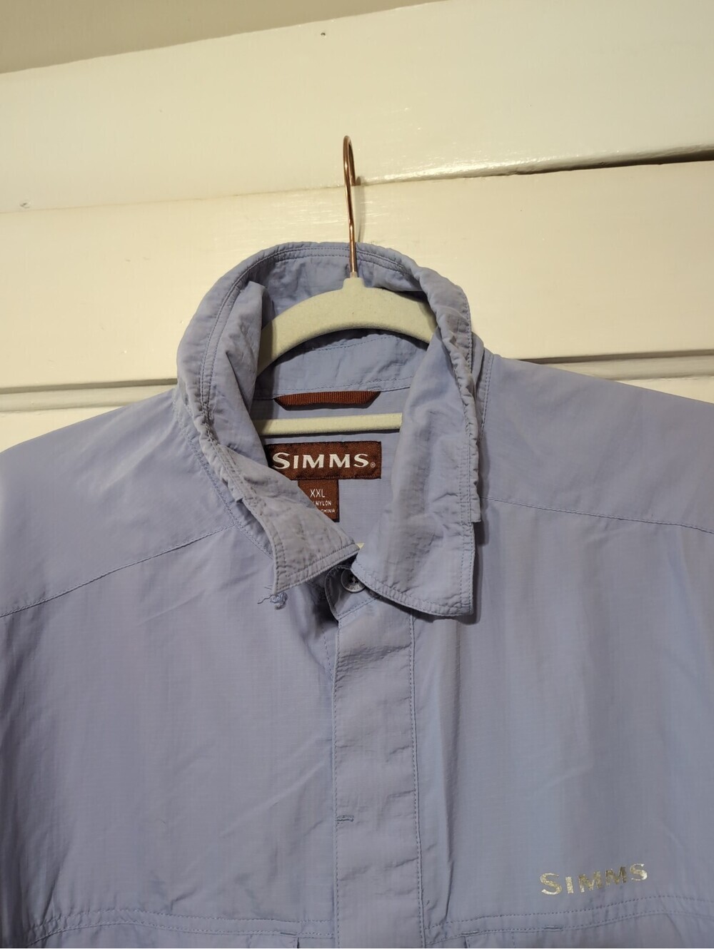 SIMMS Light Blue Fishing Shirt No Fly Zone UPF 50 Long-Sleeve Men's XXL(1419)B - Picture 4 of 8